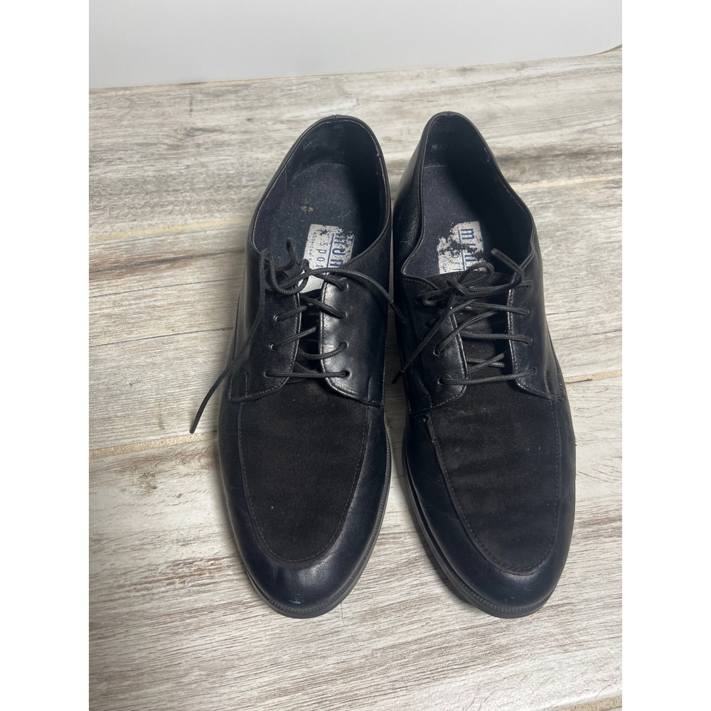 Munro Sport Oxford Shoes 7N Black Womens Dark Academia Leather Suede Lace Up